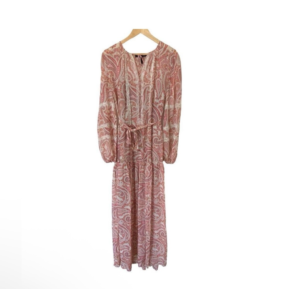 BCBGMaxAzria silk Paisley Print Long Sleeve Dress